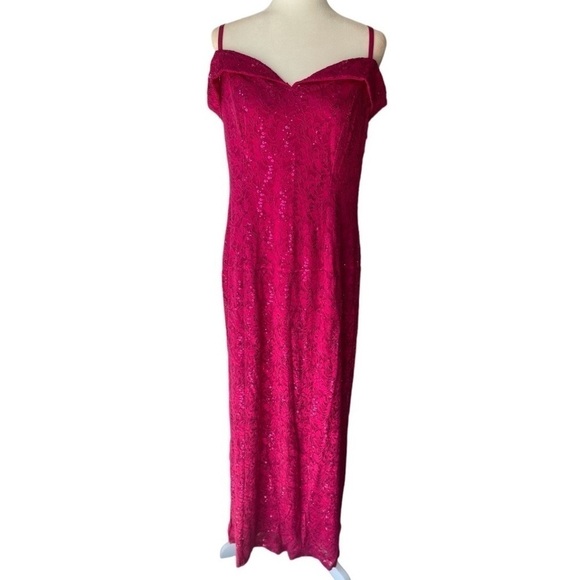 Candalite Women's Plus Size Pink Sequin Formal Bridal Party Prom Dress Maxi, XL - Picture 8 of 11